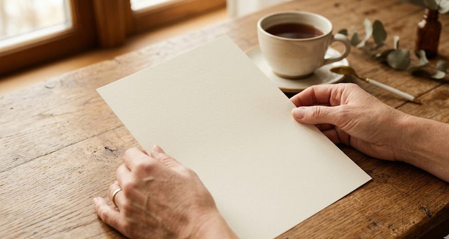 A home program plan on a table with hands nearby, representing the Empower stage
