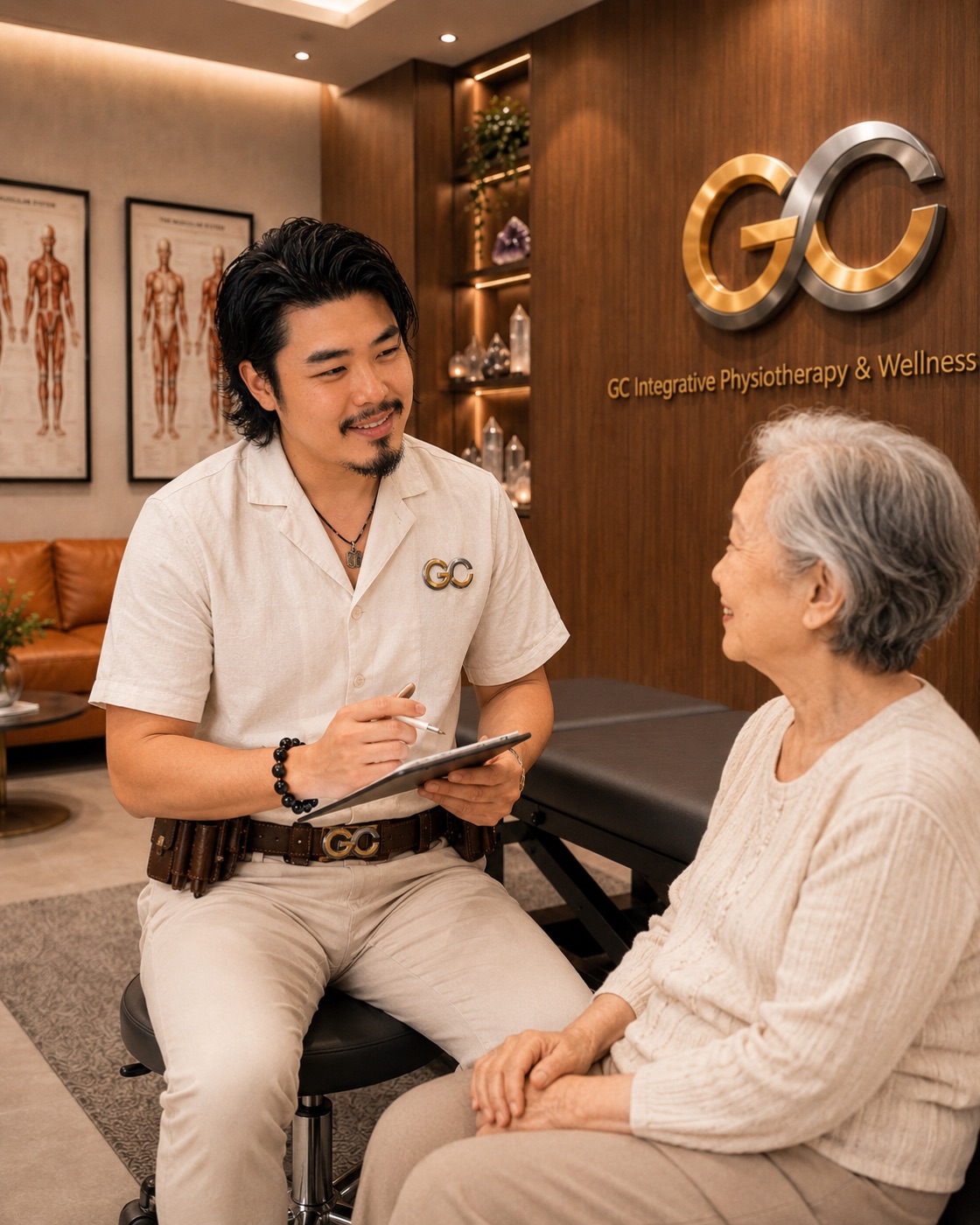 Gary Chen, Principal Physiotherapist, in a GC Integrative consultation - representative image